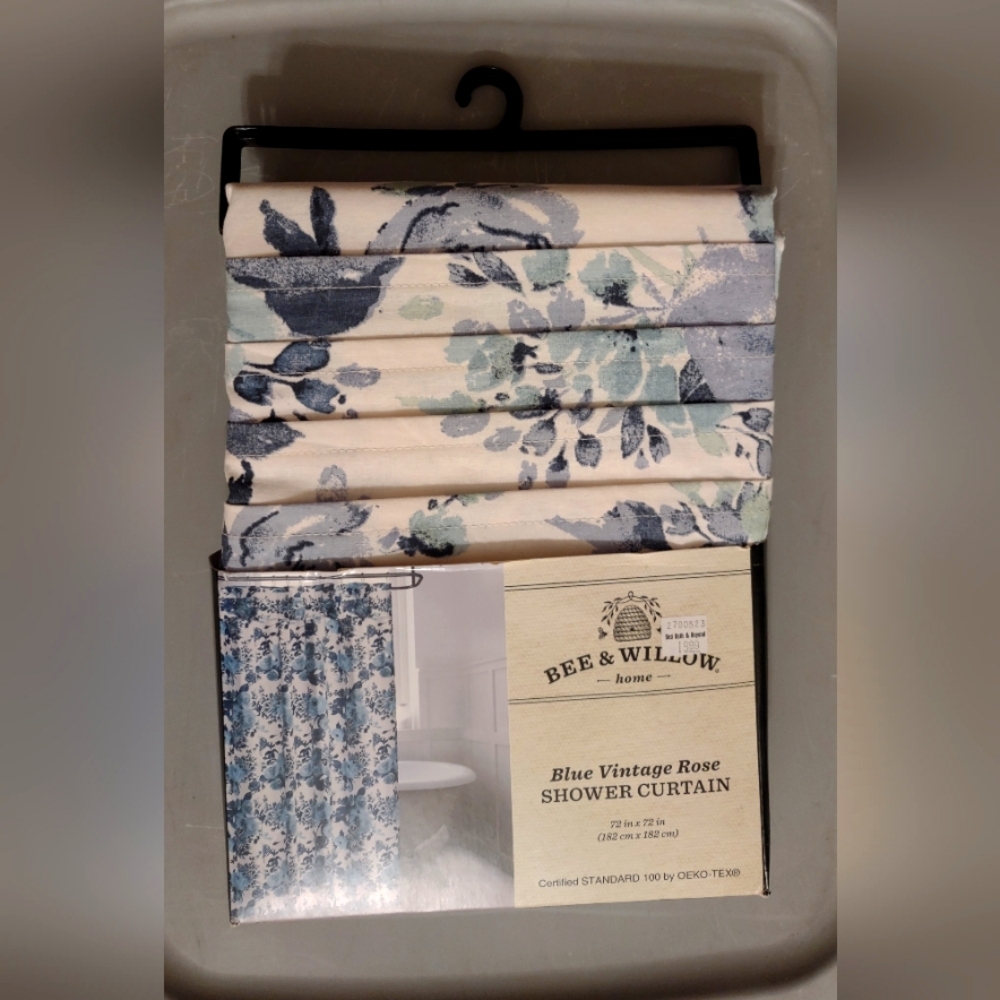 Blue Floral Shower Curtain
